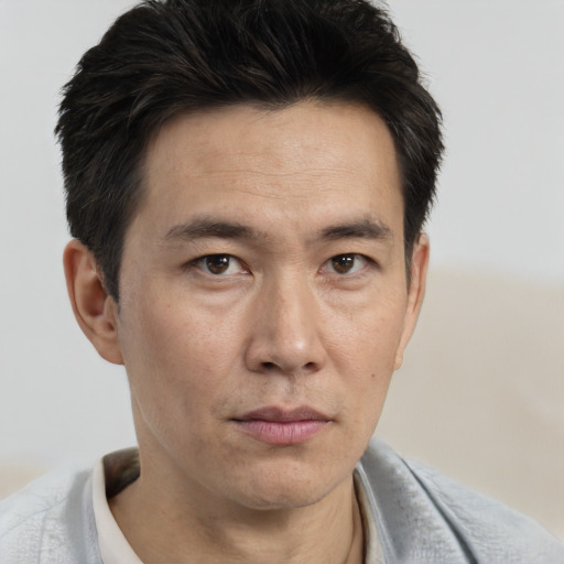 Neutral white adult male with short  brown hair and brown eyes