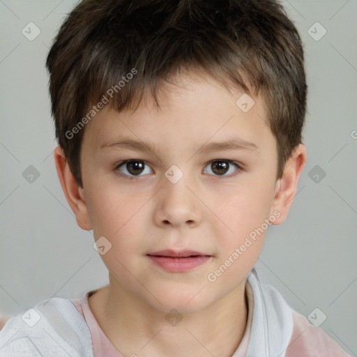 Neutral white child male with short  brown hair and brown eyes