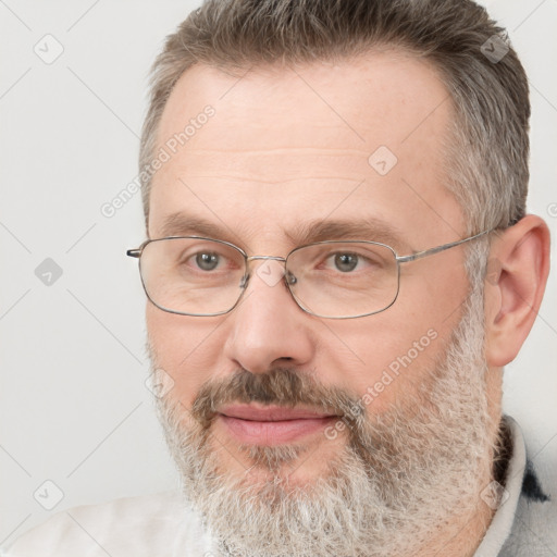 Neutral white adult male with short  brown hair and brown eyes