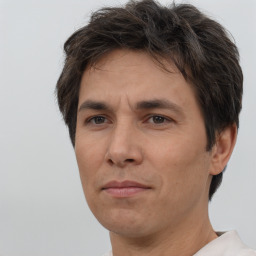 Neutral white adult male with short  brown hair and brown eyes