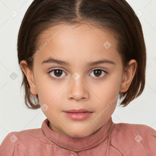 Neutral white child female with medium  brown hair and brown eyes