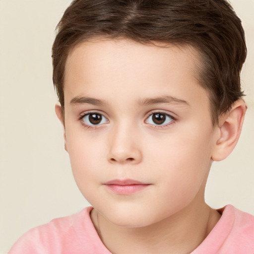 Neutral white child male with short  brown hair and brown eyes