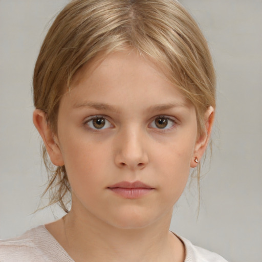 Neutral white child female with medium  brown hair and brown eyes