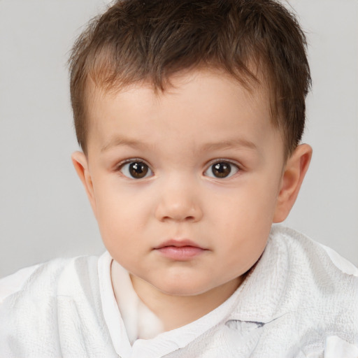 Neutral white child male with short  brown hair and brown eyes