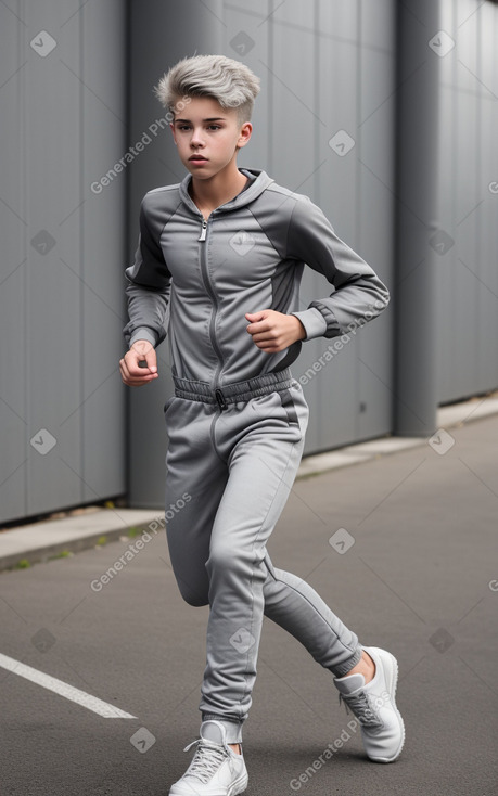 American teenager boy with  gray hair