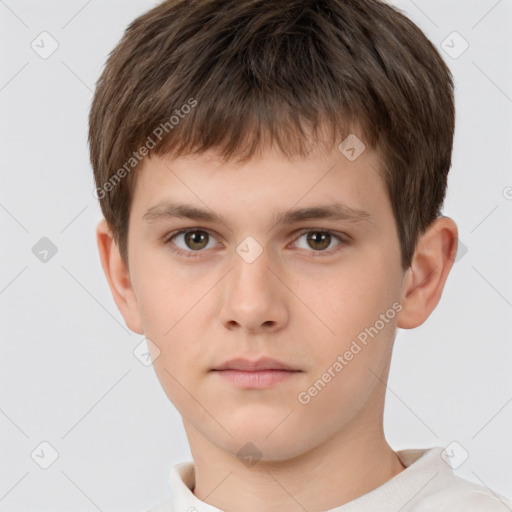 Neutral white child male with short  brown hair and brown eyes