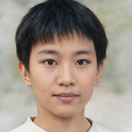 Neutral asian young-adult male with short  brown hair and brown eyes