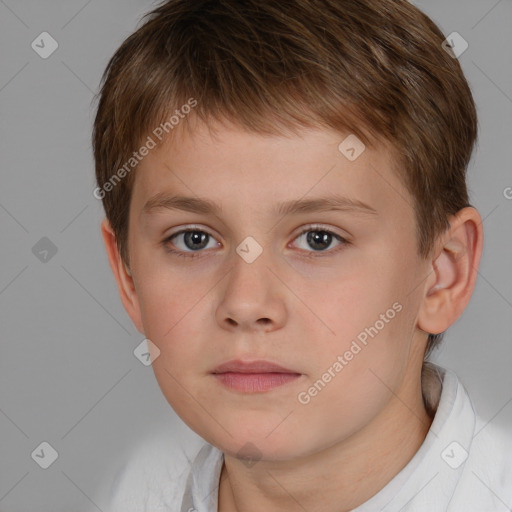 Neutral white child male with short  brown hair and brown eyes