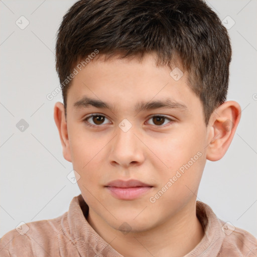 Neutral white child male with short  brown hair and brown eyes