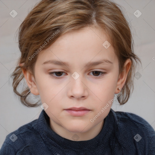 Neutral white child female with medium  brown hair and brown eyes