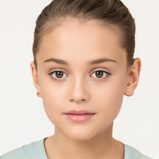 Neutral white young-adult female with short  brown hair and brown eyes