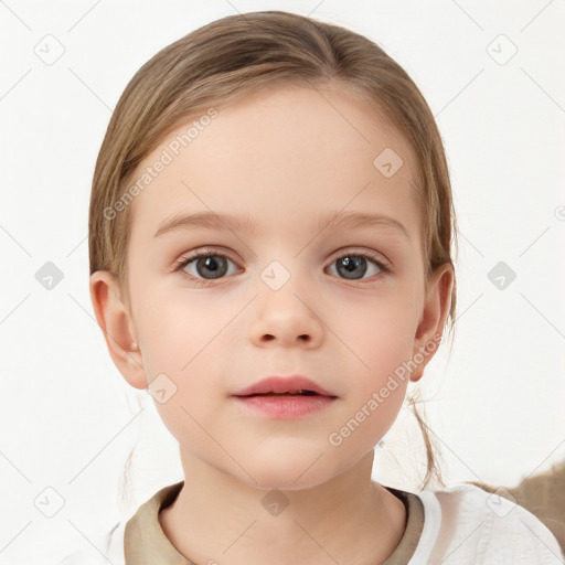 Neutral white child female with medium  brown hair and brown eyes