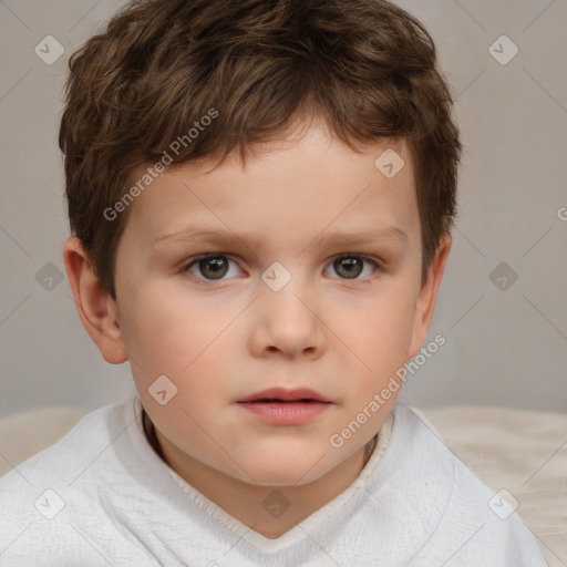 Neutral white child male with short  brown hair and brown eyes