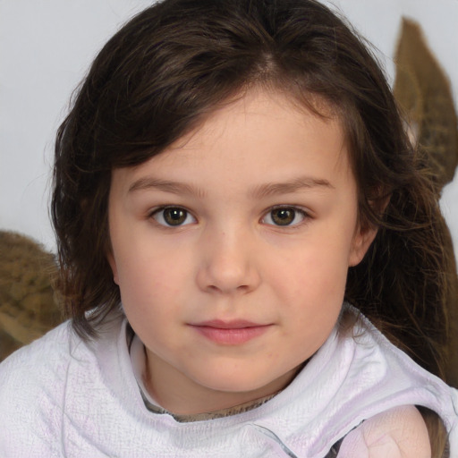 Neutral white child female with medium  brown hair and brown eyes