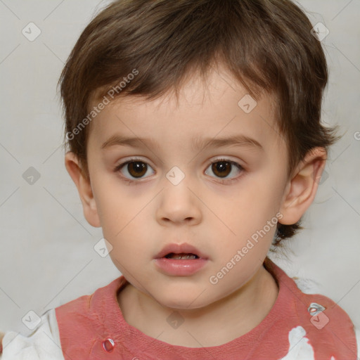 Neutral white child male with short  brown hair and brown eyes