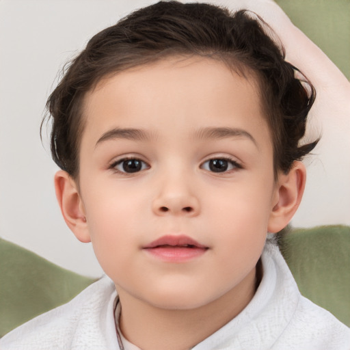 Neutral white child female with short  brown hair and brown eyes