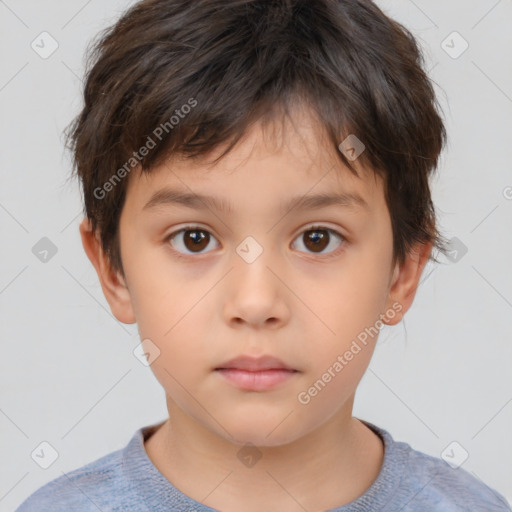 Neutral white child male with short  brown hair and brown eyes