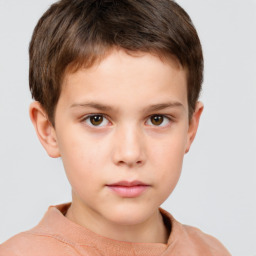 Neutral white child male with short  brown hair and brown eyes