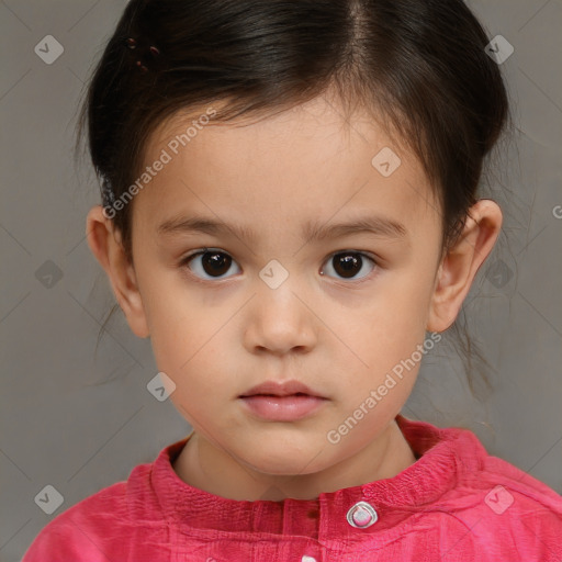 Neutral white child female with short  brown hair and brown eyes