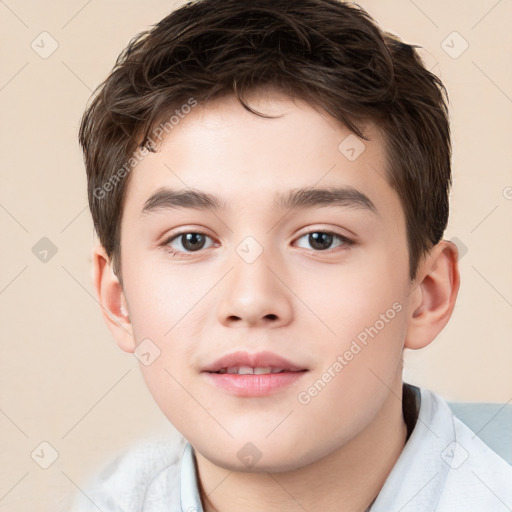 Neutral white child male with short  brown hair and brown eyes