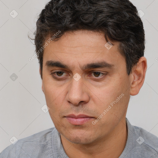 Neutral white adult male with short  brown hair and brown eyes