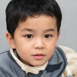 Neutral asian child male with short  brown hair and brown eyes