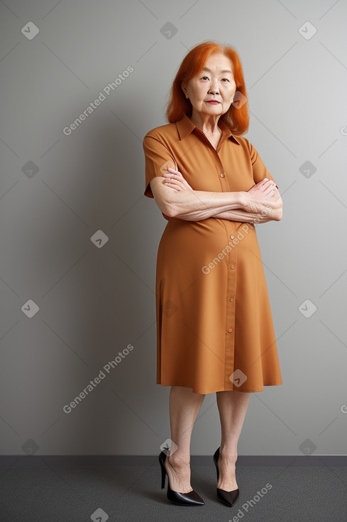 Korean elderly female with  ginger hair