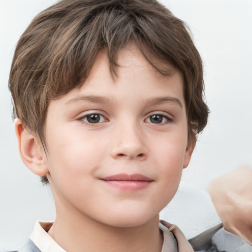 Neutral white child male with short  brown hair and brown eyes