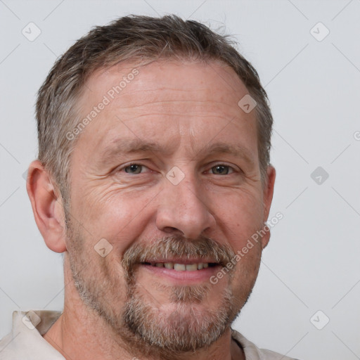 Neutral white adult male with short  brown hair and brown eyes