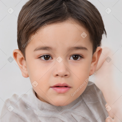 Neutral white child female with short  brown hair and brown eyes