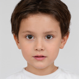 Neutral white child female with short  brown hair and brown eyes