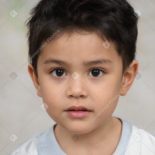 Neutral white child male with short  brown hair and brown eyes