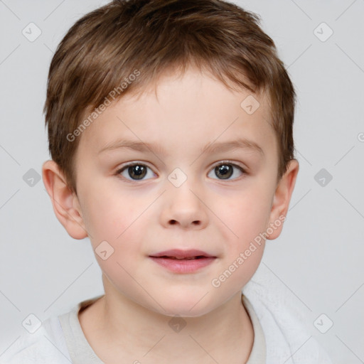 Neutral white child male with short  brown hair and brown eyes