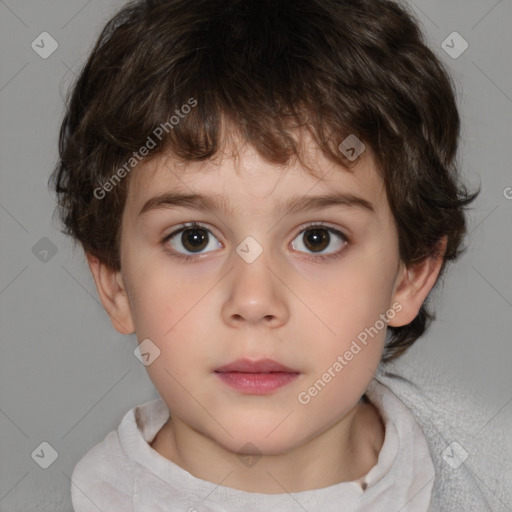 Neutral white child male with short  brown hair and brown eyes