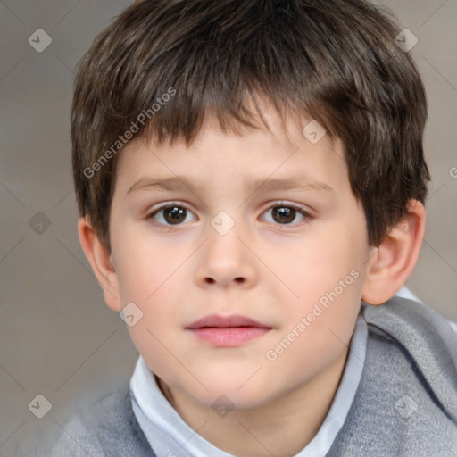 Neutral white child male with short  brown hair and brown eyes