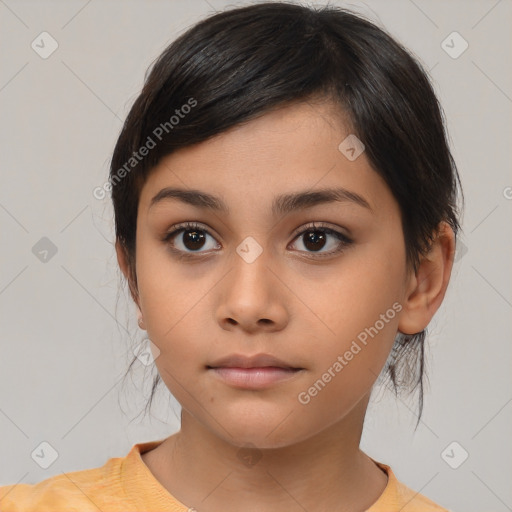 Neutral asian young-adult female with medium  brown hair and brown eyes