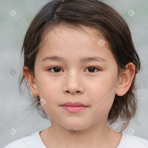 Neutral white child female with medium  brown hair and brown eyes