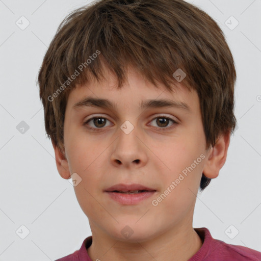 Neutral white child male with short  brown hair and brown eyes