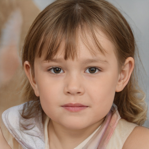 Neutral white child female with medium  brown hair and brown eyes