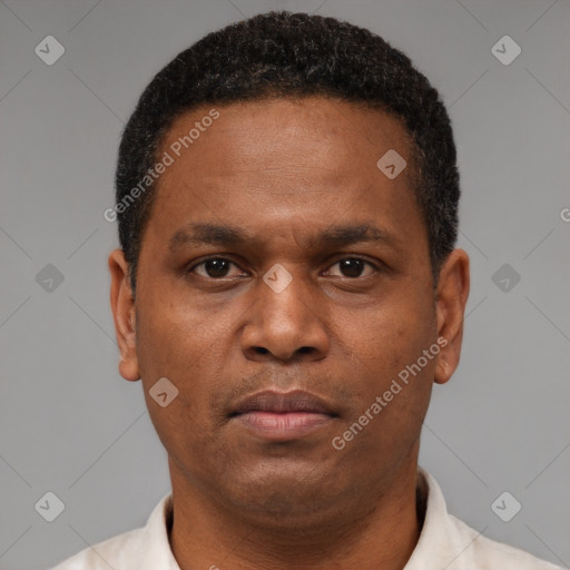 Neutral latino young-adult male with short  brown hair and brown eyes