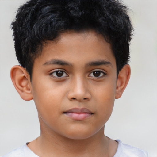 Neutral latino child male with short  brown hair and brown eyes
