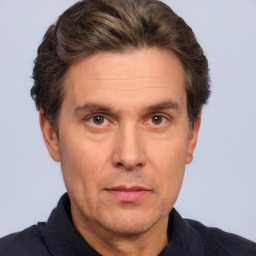 Neutral white adult male with short  brown hair and brown eyes