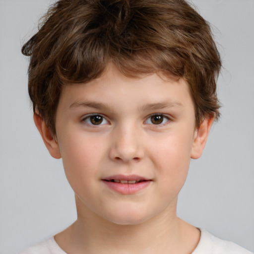 Neutral white child male with short  brown hair and brown eyes