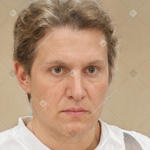 Neutral white adult male with short  brown hair and brown eyes