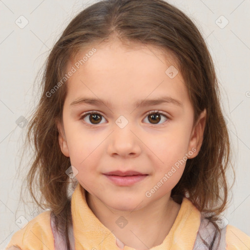 Neutral white child female with medium  brown hair and brown eyes