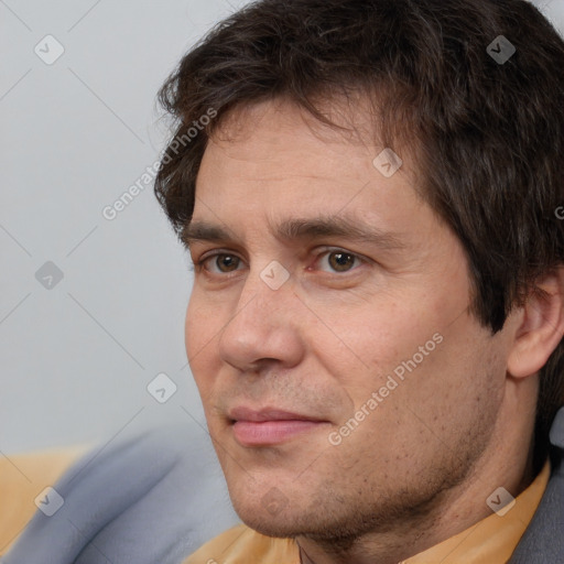 Neutral white adult male with short  brown hair and brown eyes