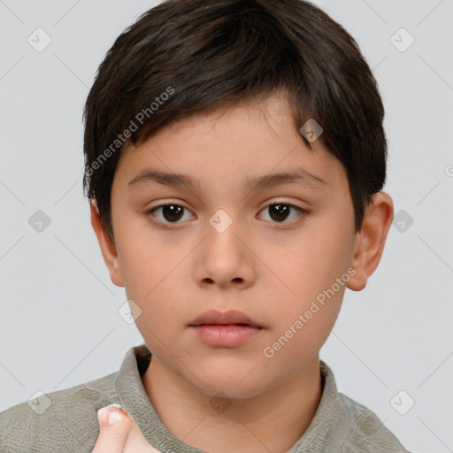 Neutral white child male with short  brown hair and brown eyes