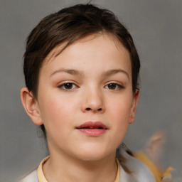 Neutral white child female with short  brown hair and brown eyes