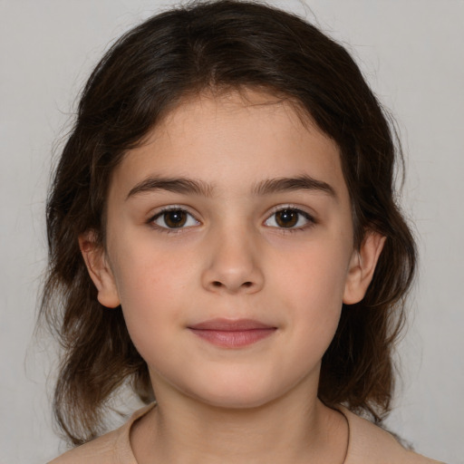 Neutral white child female with medium  brown hair and brown eyes