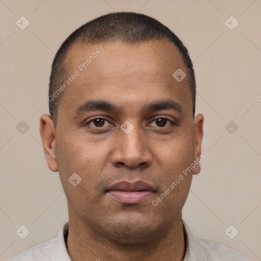 Neutral latino young-adult male with short  brown hair and brown eyes
